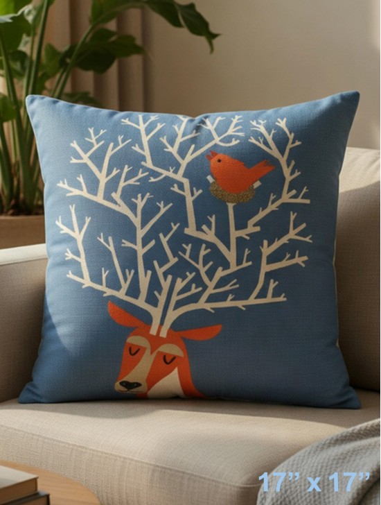 Deer Head Print Cushion & Filler (Duo-Sided)